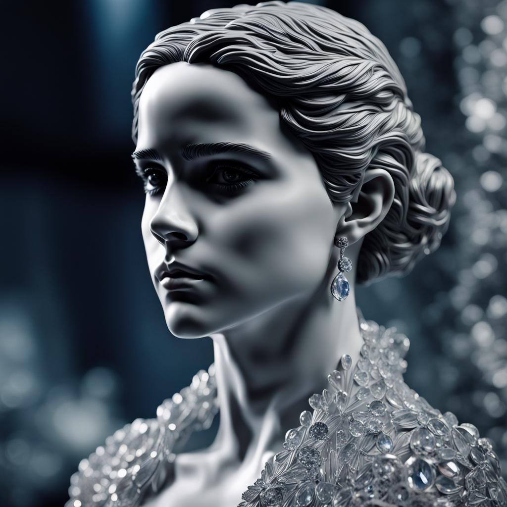 Hyperrealistic Crystal Statue of Emma Watson