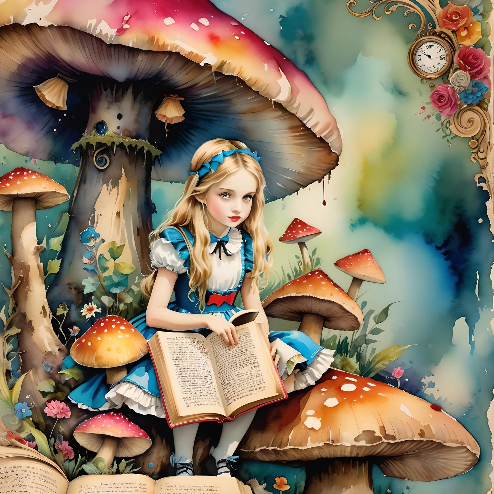 Alice in Wonderland with Watercolor Book