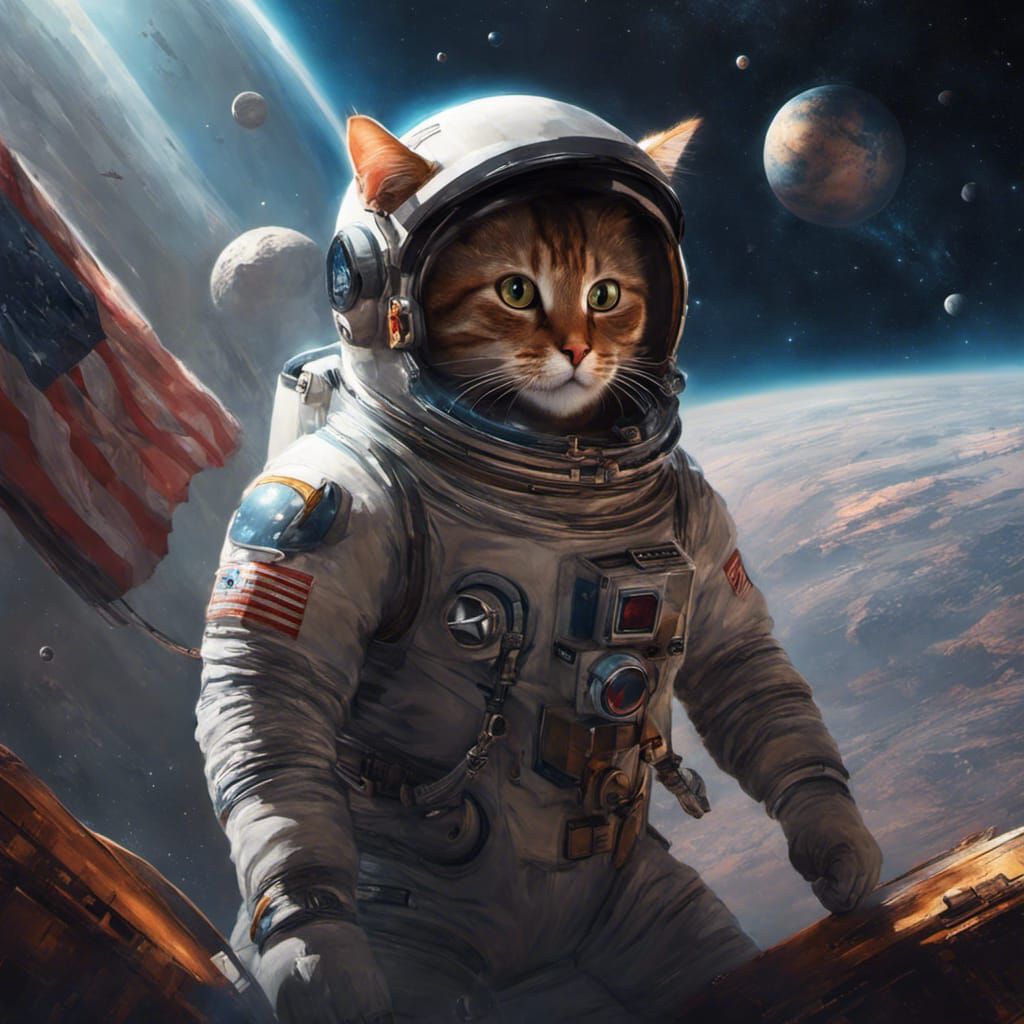 Cat in Spacesuit: Epic Sci-Fi Digital Art