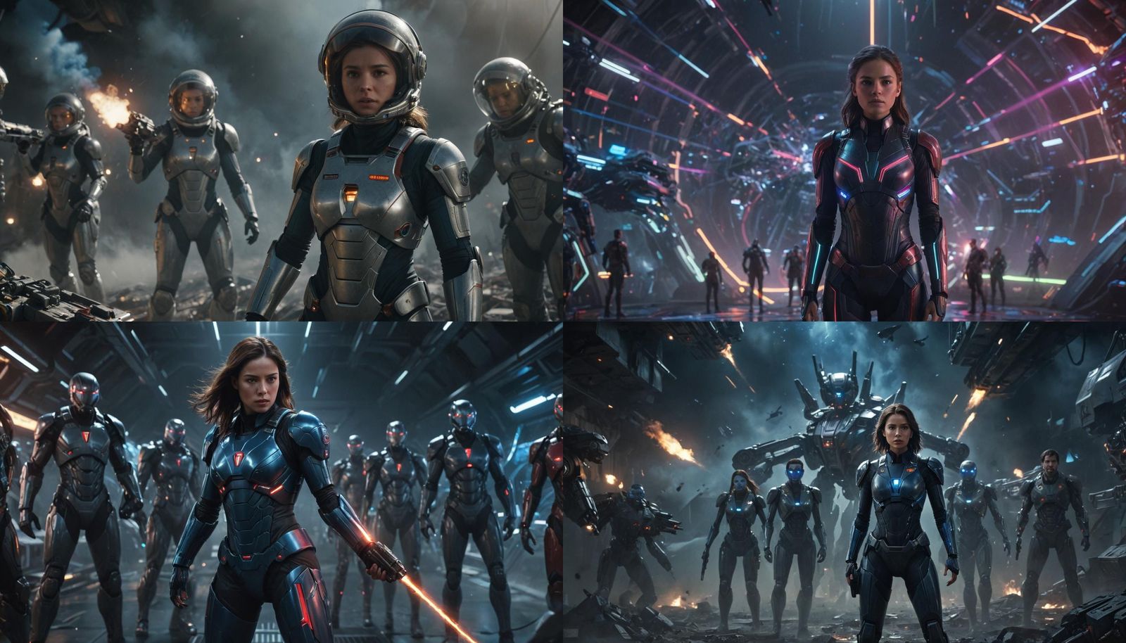 Futuristic Space Battlefield: Captain Elena's Last Stand