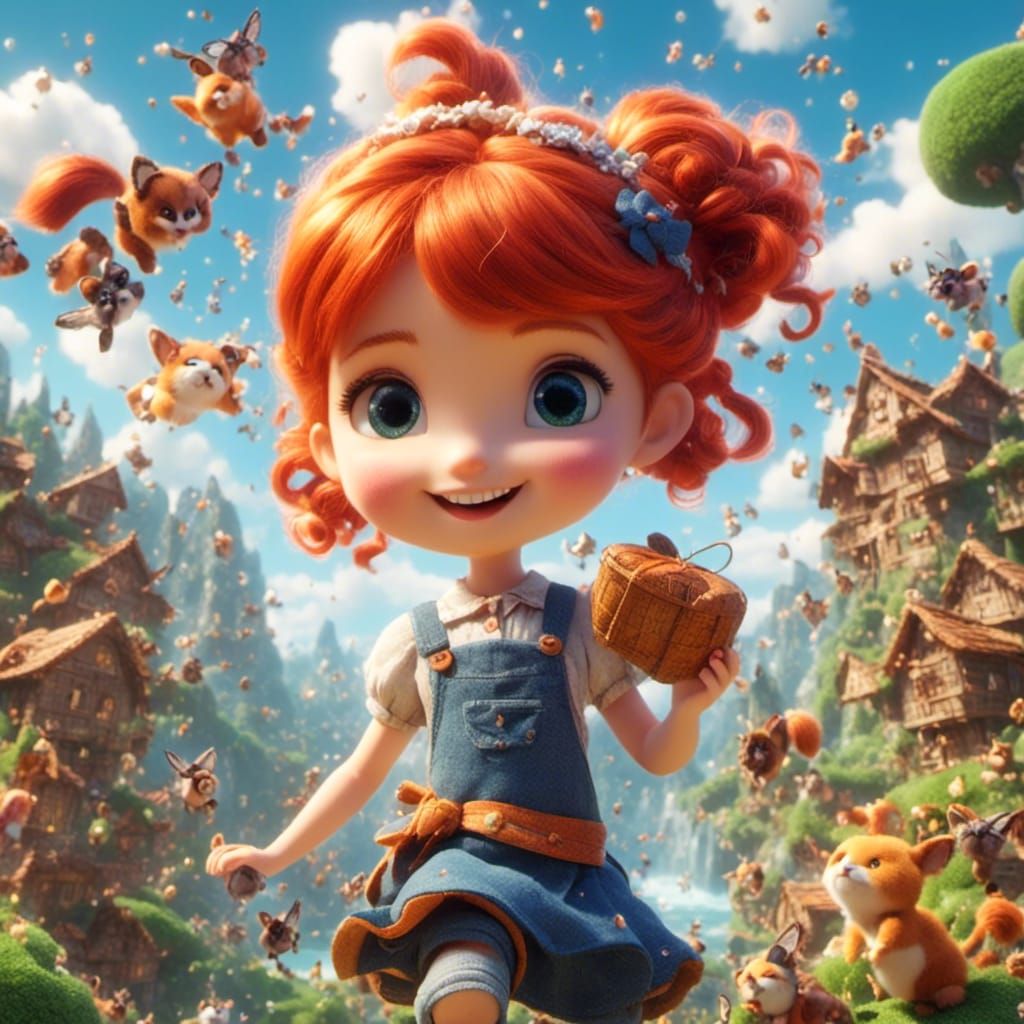 Cute Chibi Pippi Longstocking Character Portrait