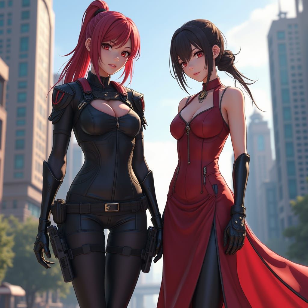 Claire Redfield and Ada Wong in Anime Style