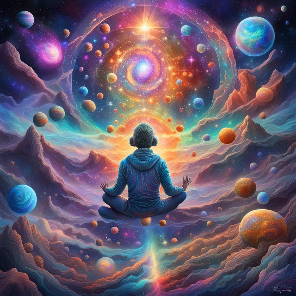 Epic Cosmic Struggle in Holographic Illustration