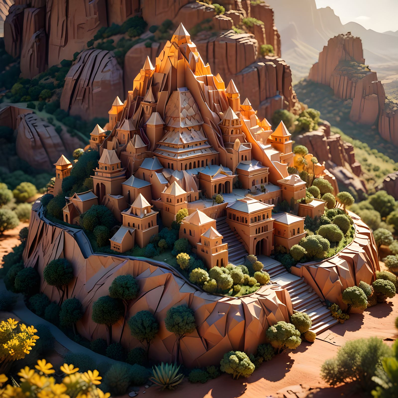 Origami Xeriscaping in Zacatecas: Digital Matte Painting