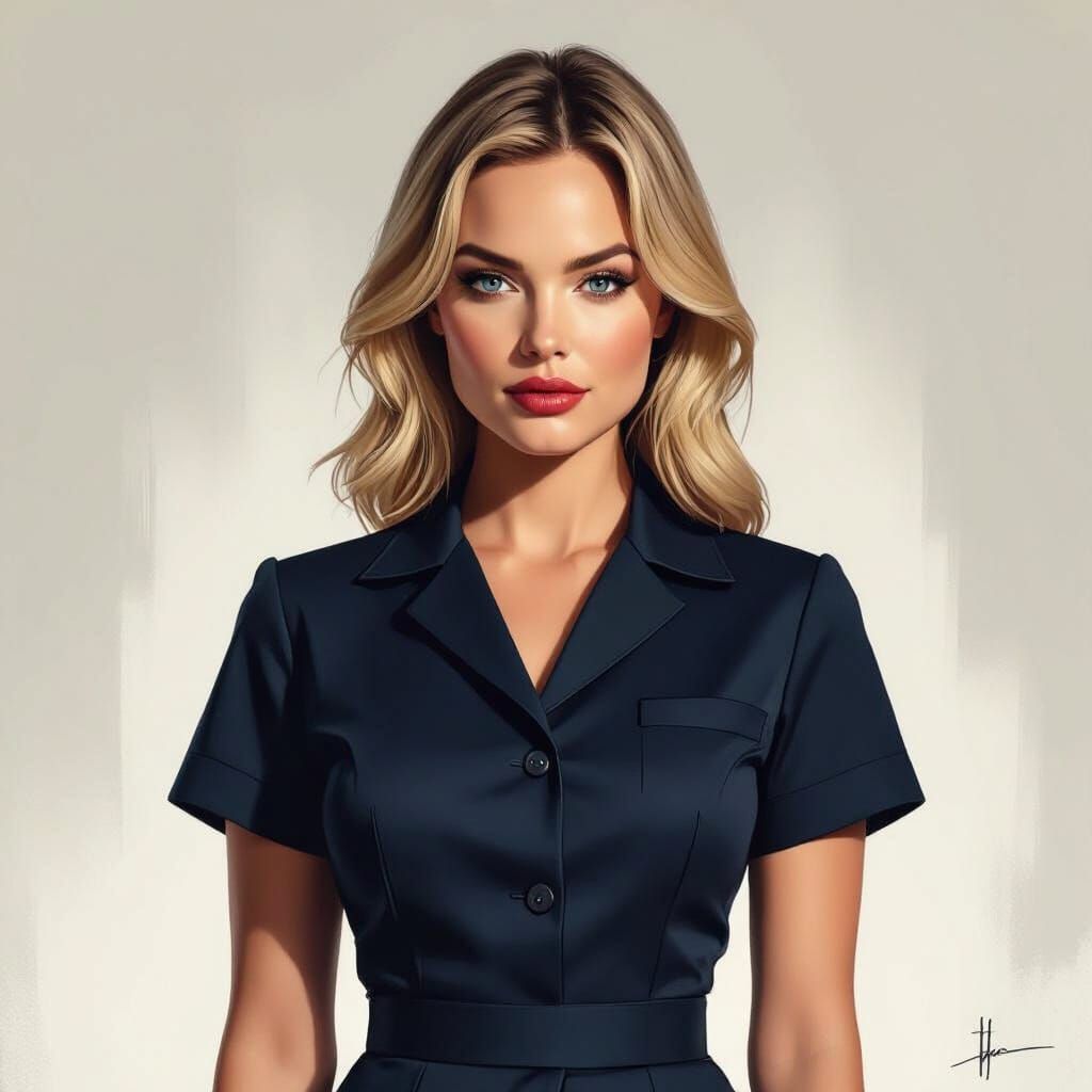 Margot Robbie as a Nurse in Dark Navy Uniform