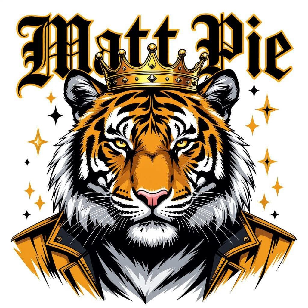 Gothic Tiger with Gold Crown, Matt Pie Typography