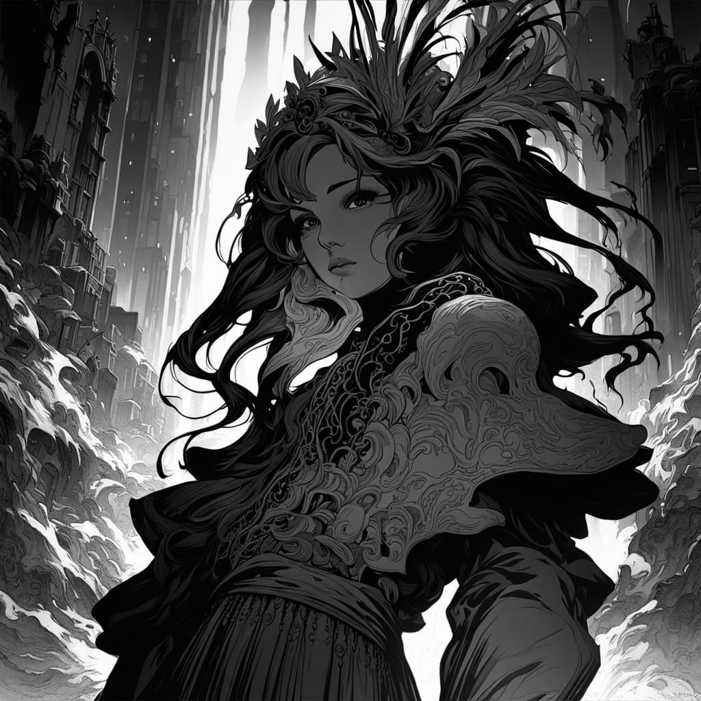 Beautiful Woman in Flapper Dress, 80s Anime Style