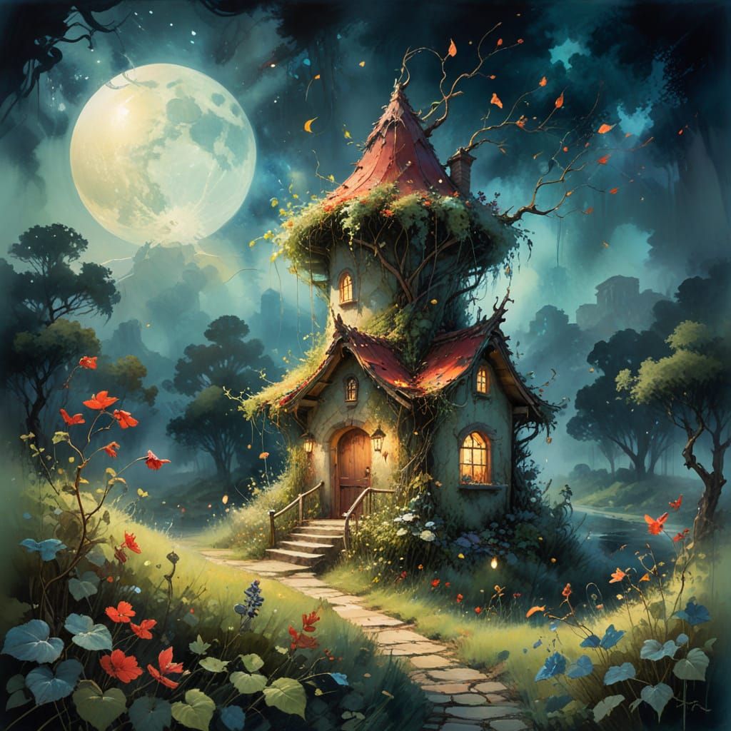 Surreal Vineyard Sanctuary in Whimsical Style