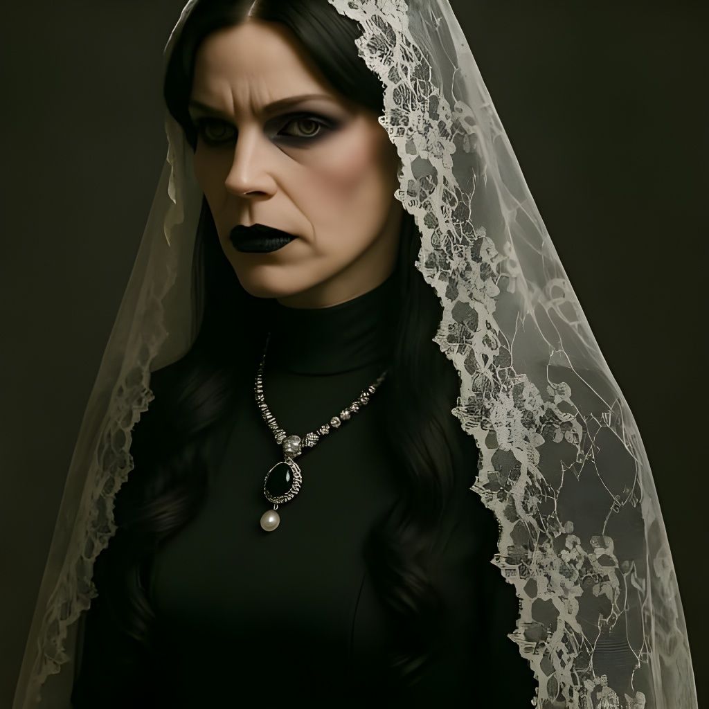 Barbara Gordon in Mourning Dress with Chantilly Lace