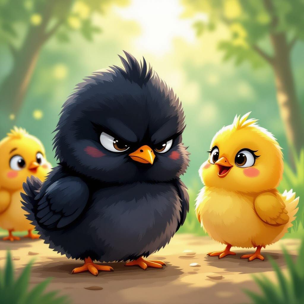 Grumpy Chick Sulking in Claude Ponti Style