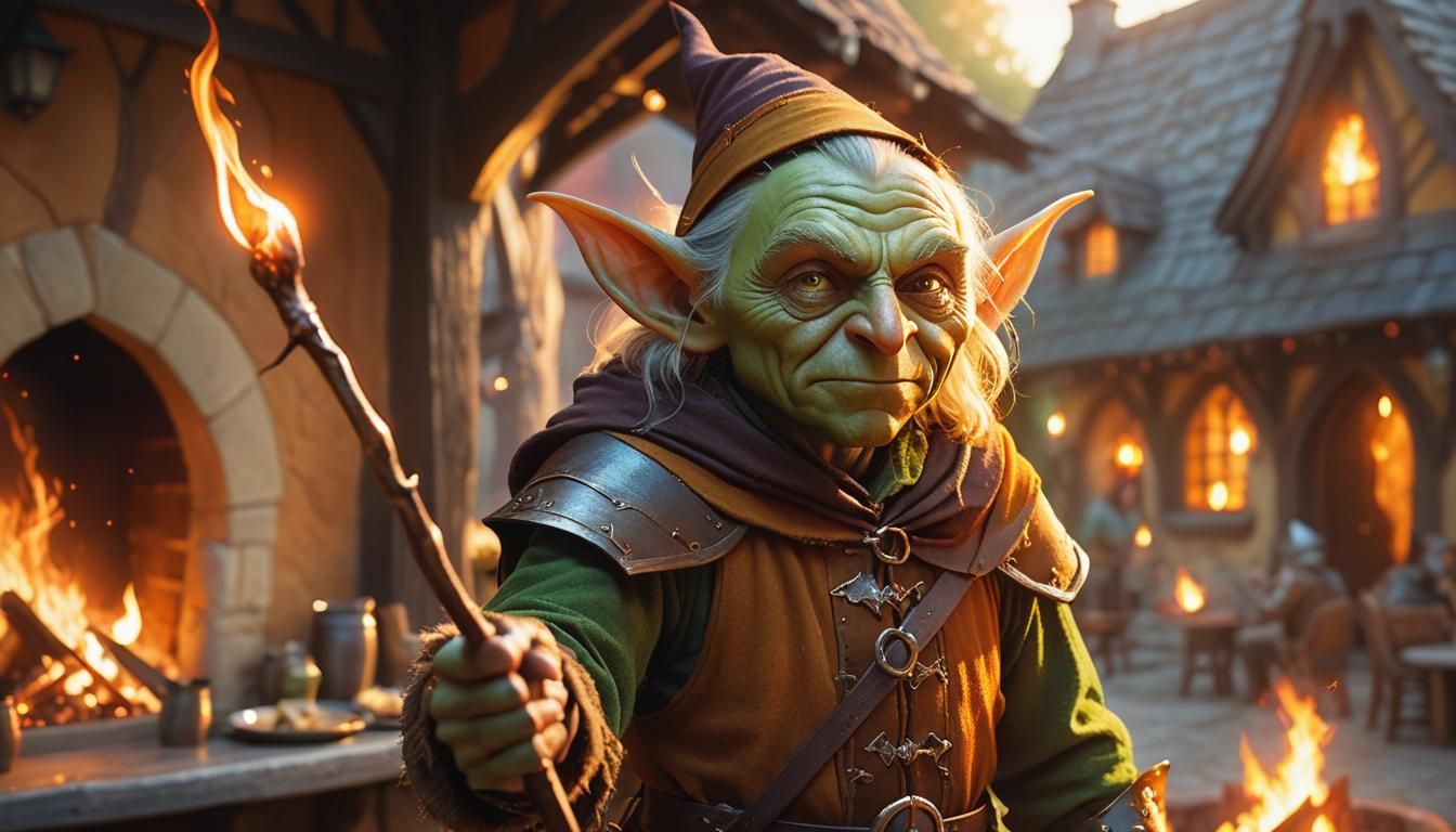 Goblin Wizard and Elf Ranger in Burning Inn