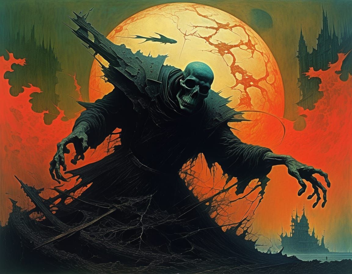 Ominous Figure in Surrealist Action Painting Style