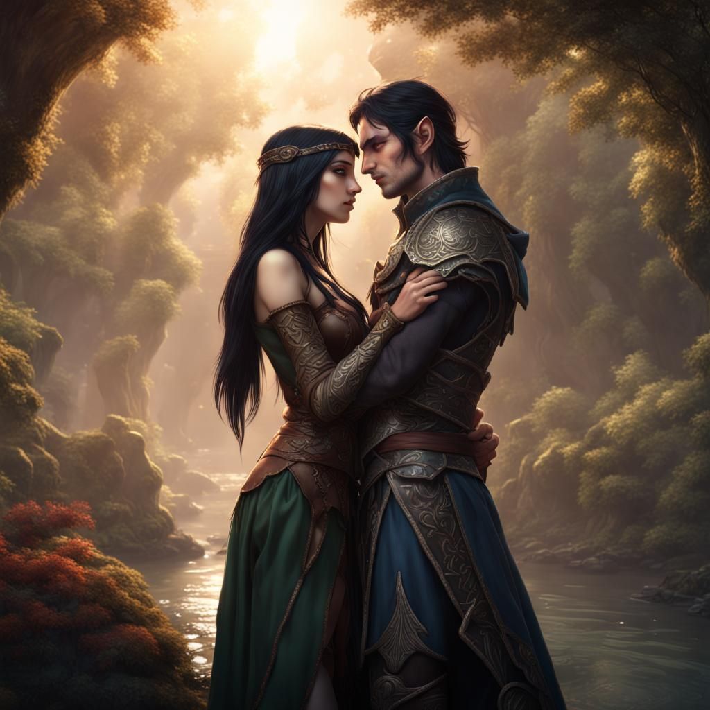 Loving Elves in Detailed Fantasy Art