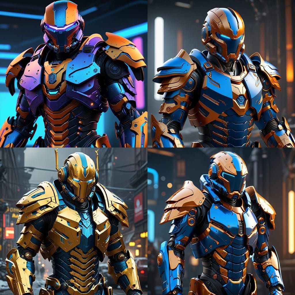 Canadian Exoskeleton Armor Blueprint in Detailed Matte Paint...