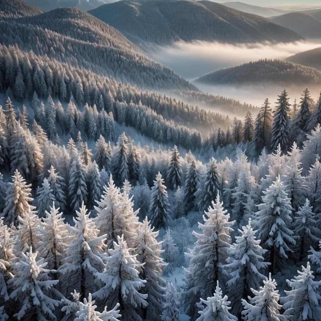 Cinematic Winter Landscape with Snowy Trees