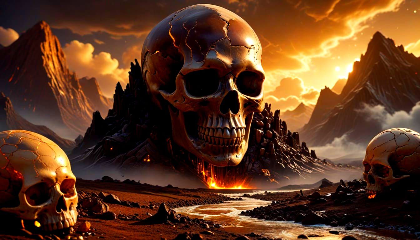 Chocolate Skull in Eerie Fantasy Landscape