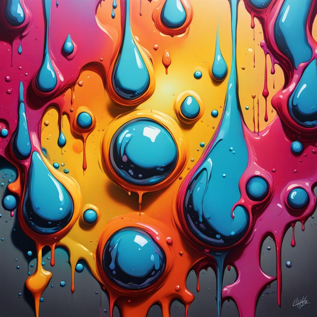 Radiant Tear Drop in Graffiti Art Style