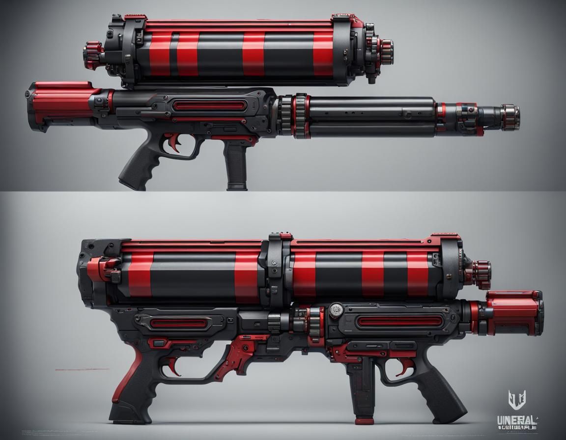 Sci-Fi Gun with Belt Feed in Detailed Matte Style