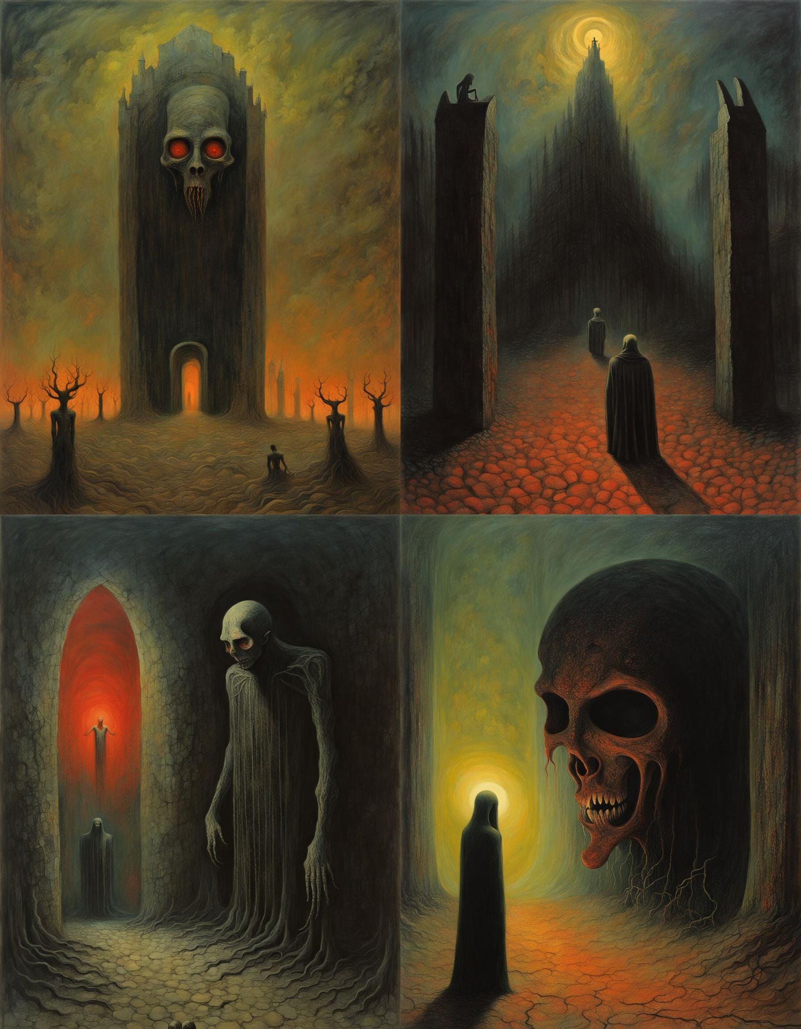 Night Gallery Horror Painting in Beksiński Style
