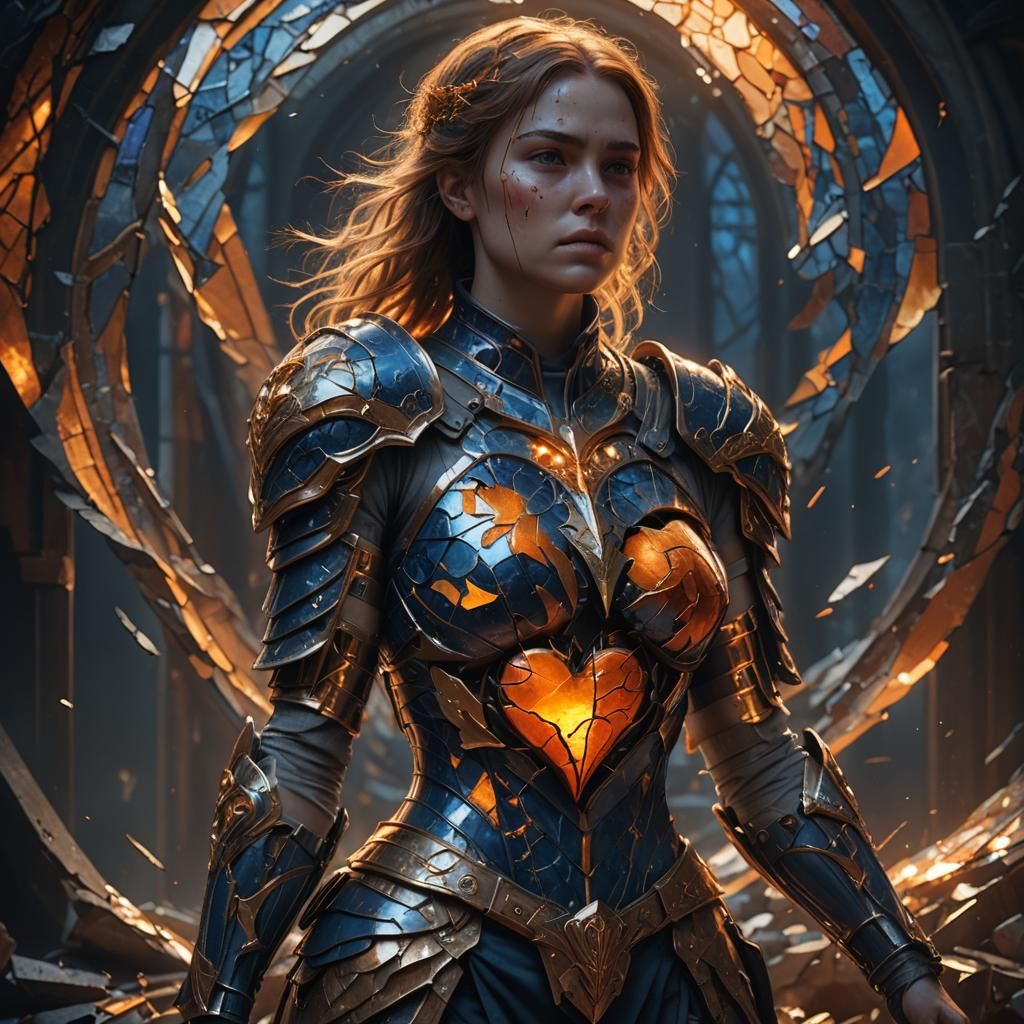 Wounded Warrior Woman Holding Broken Heart