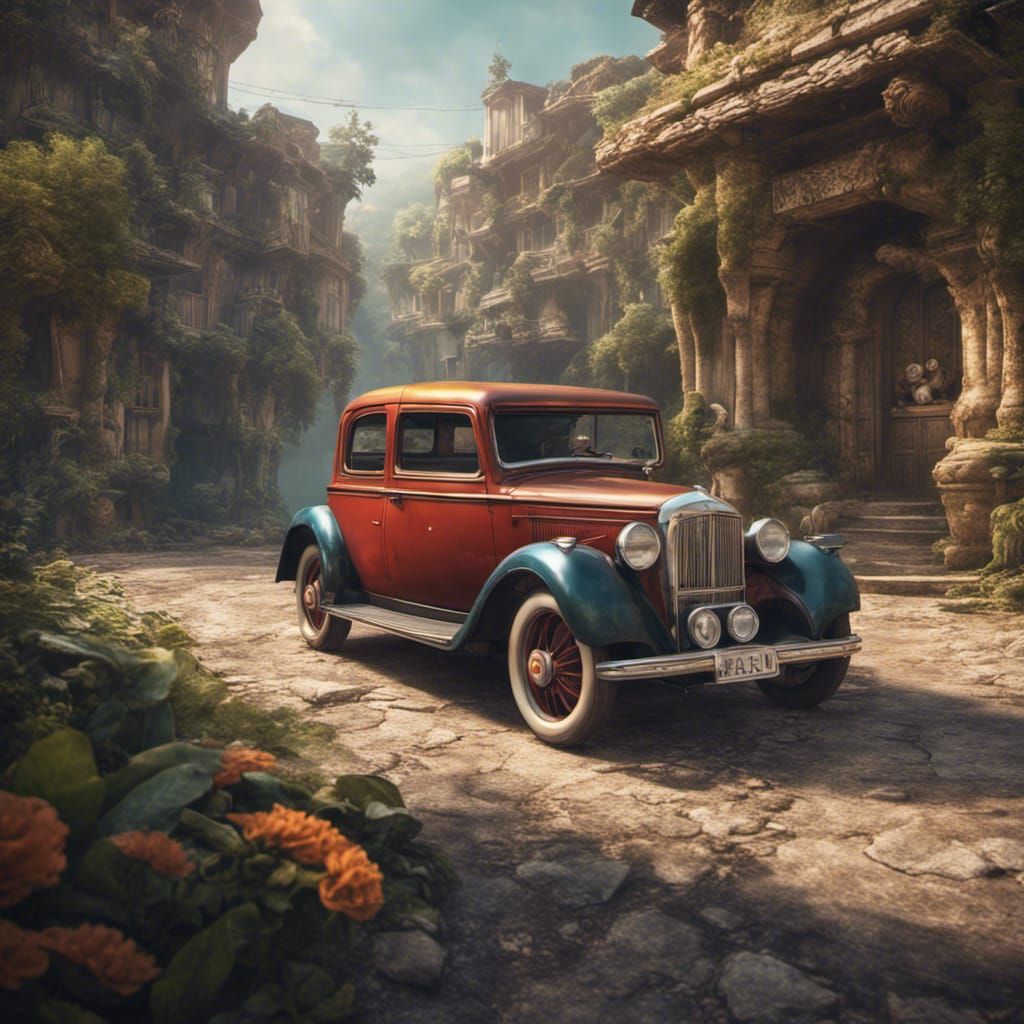 Monkey on Car: Detailed Matte Painting