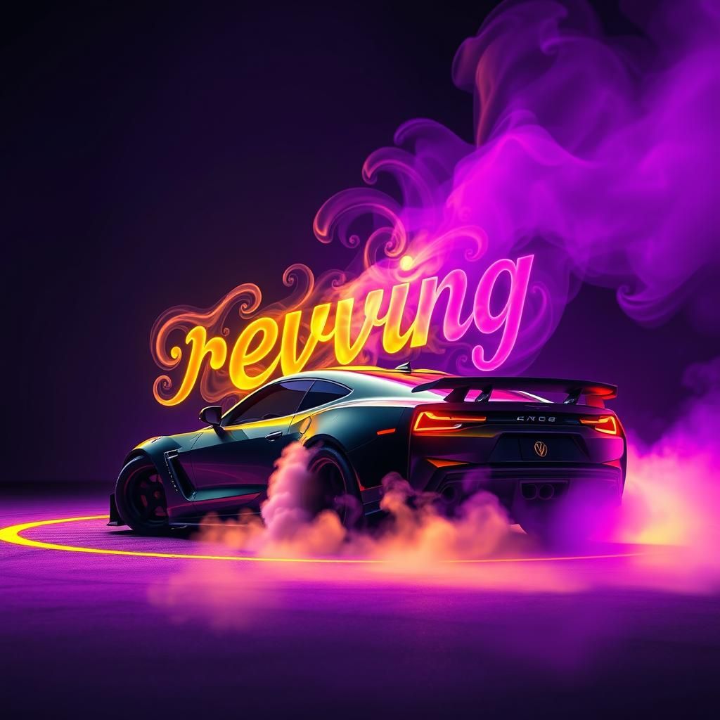 Racing Car Burnout in a Mystical Art Nouveau Style