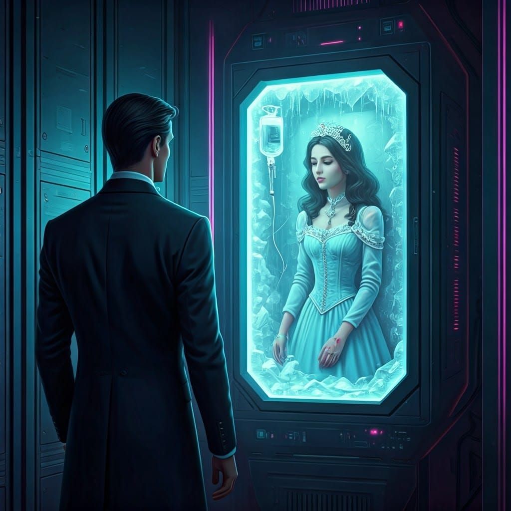 Fairytale Prince and Sleeping Beauty in Cryo Pod