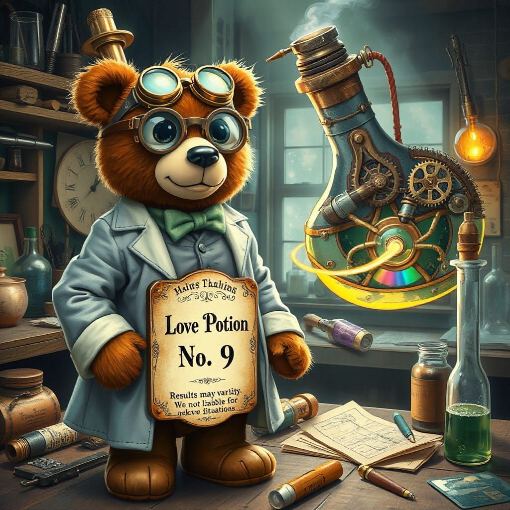 Steampunk Inventor's Whimsical Love Potion