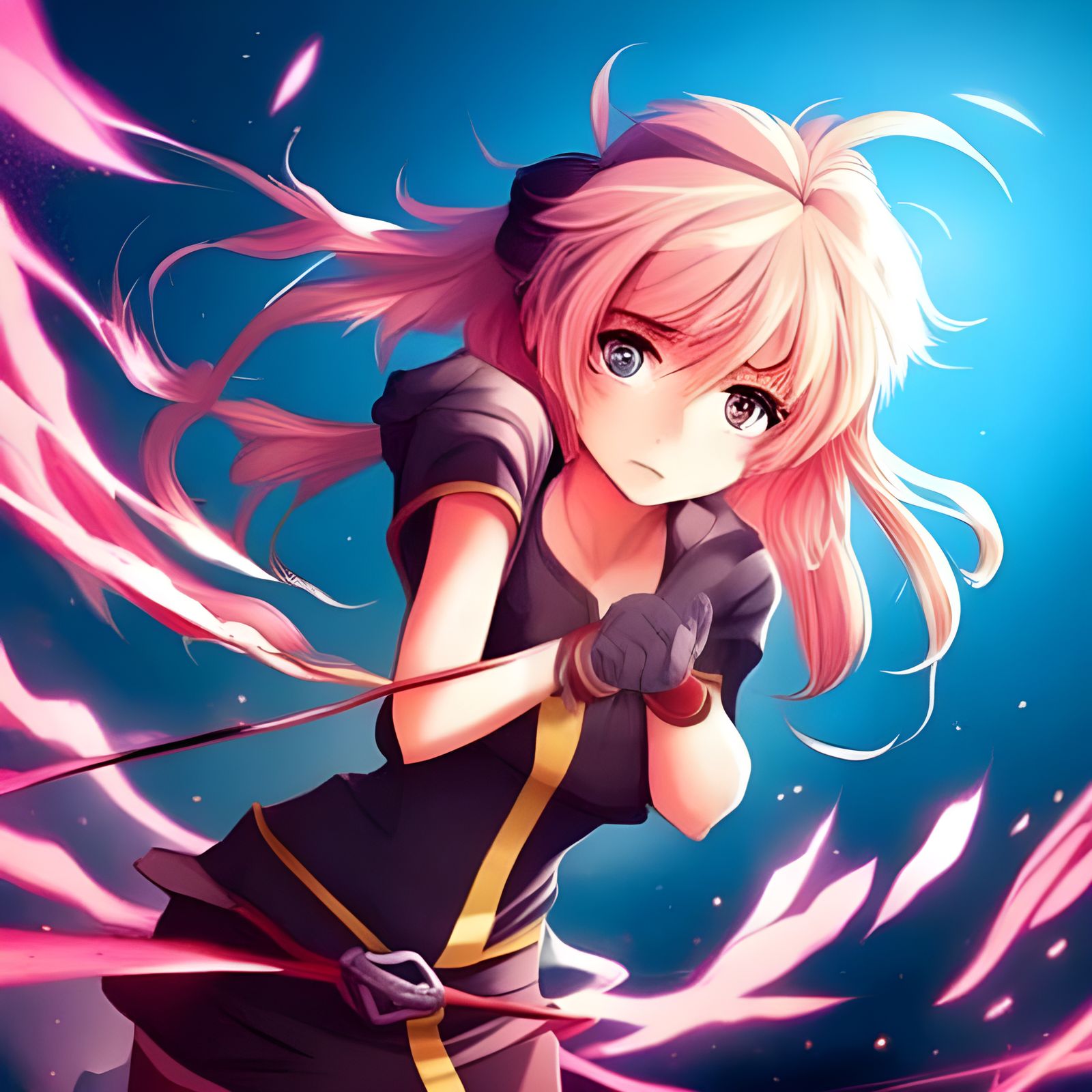 Anime Girl Duel in Psychedelic Style