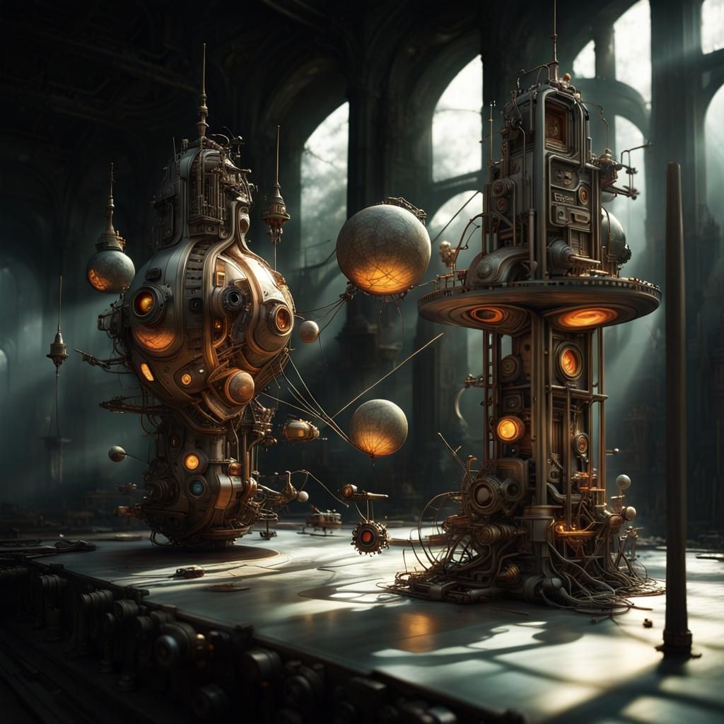 Surreal Spaceships Orbiting in a Magical Dreamscape