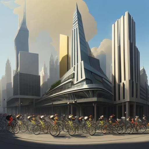 Cubist Cityscape in Lyonel Feininger Style