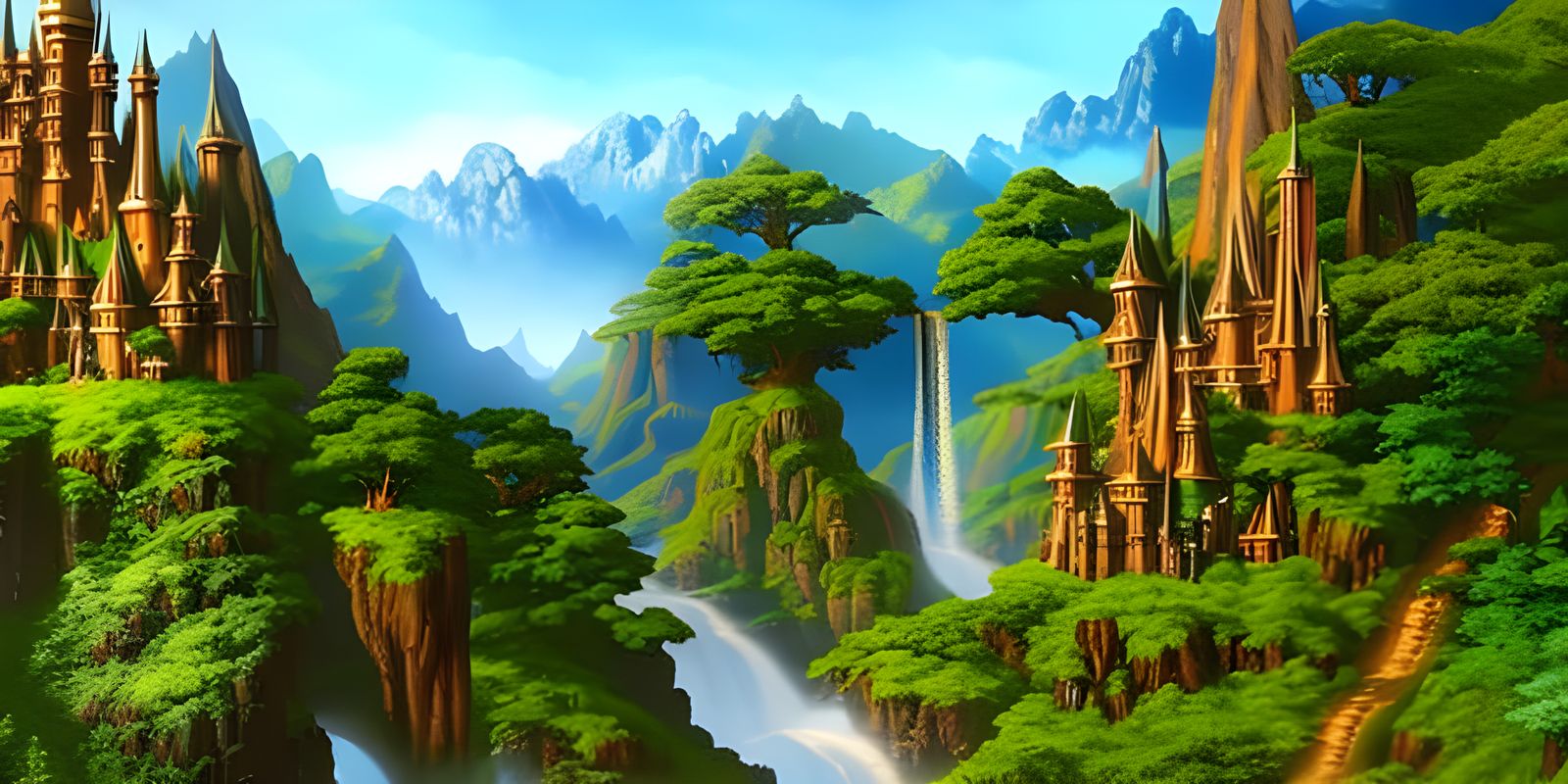 Fantasy Castle in Art Nouveau Garden Landscape