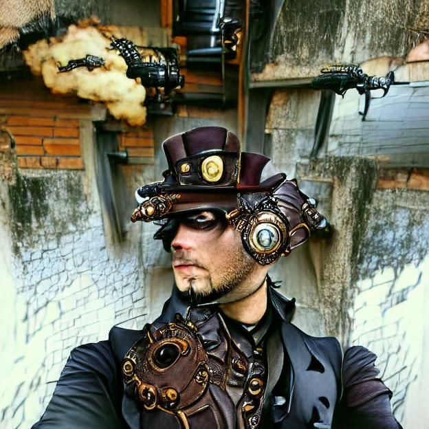 Dark Steampunk Scene Generated by AI