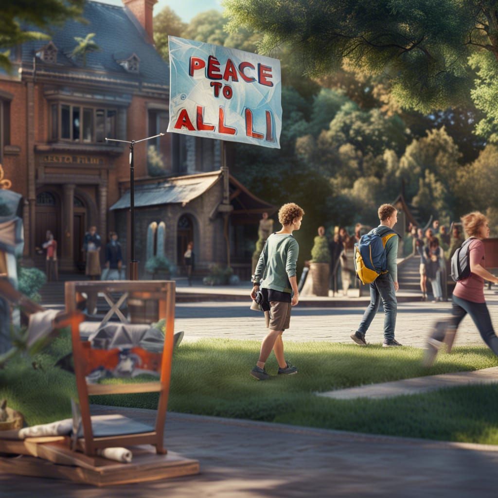 Young Person Holding Peace Sign: Matte Painting