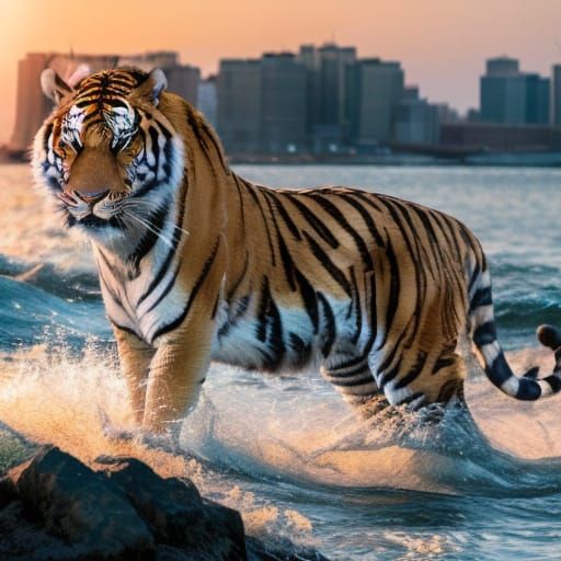 Dramatic Anime Lady Liberty Stepping Off New York Harbor at ...