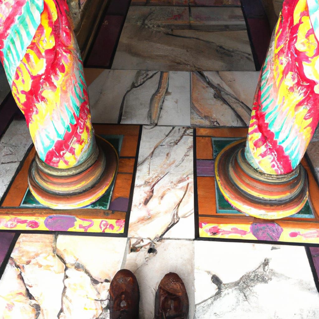 Grand Roman Entrance Merging into Colorful Legs