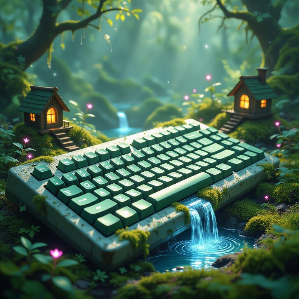 Bioluminescent Keyboard Oasis: A Macro Photograph