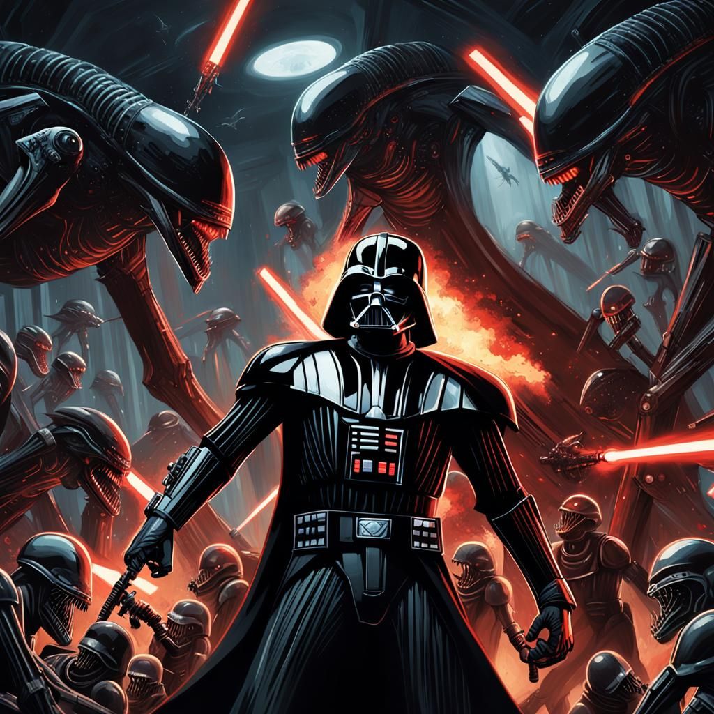 Darth Vader Battles Xenomorphs in Sci-Fi Horror