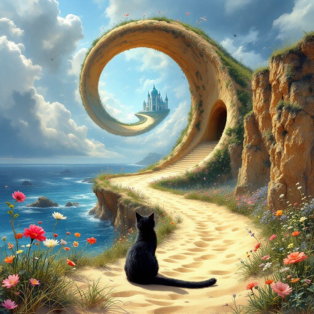 Whimsical Sand Path Descends to Dreamy Beachside Mansion