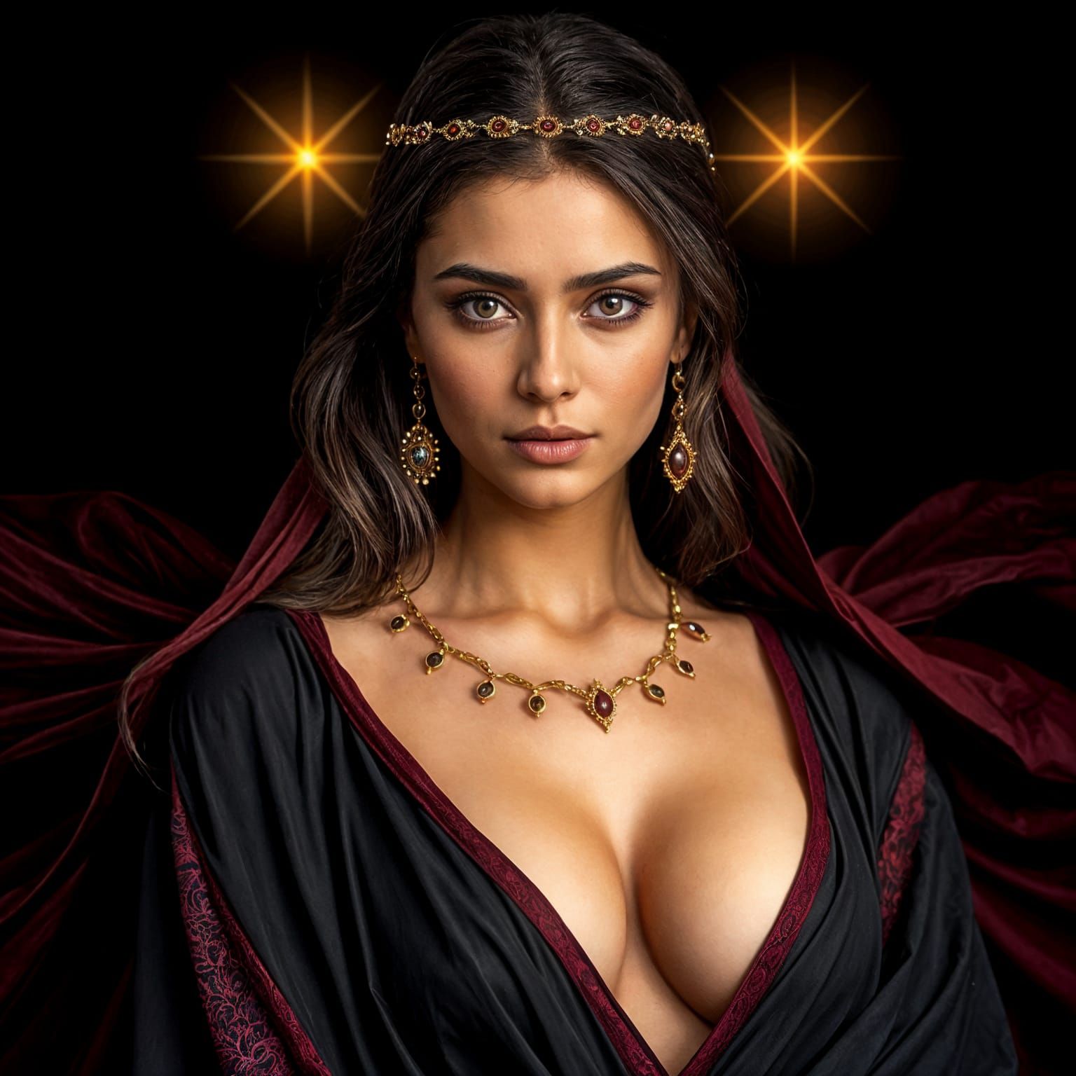 Ethereal Goddess in Crimson Robes