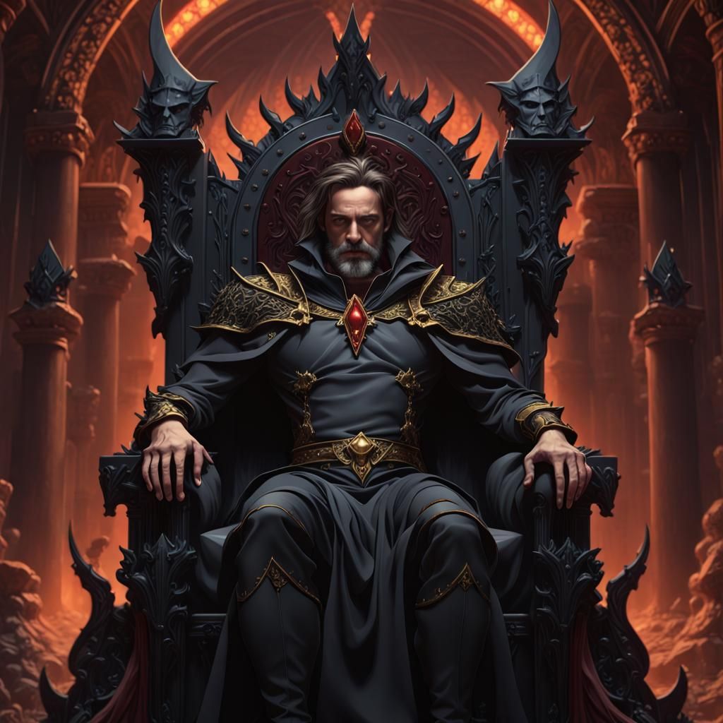 Dark Prince on Obsidian Throne: Fantasy Art