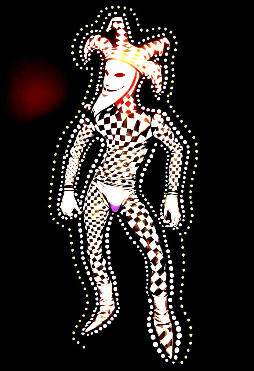 Holographic Harlequin: Jesters Fashion in Neon Glow