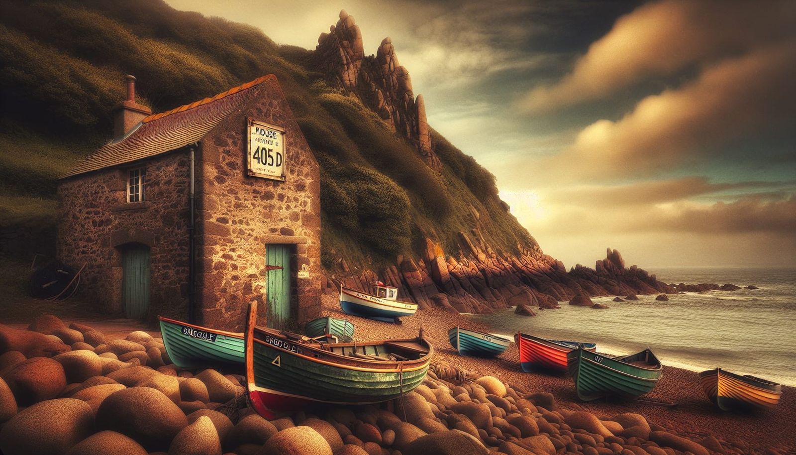 Picturesque Coastal Scene with Stone House