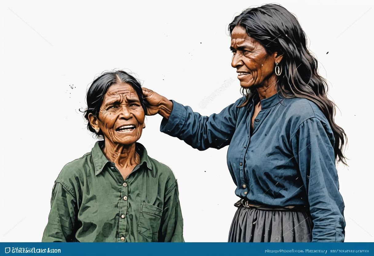 Aboriginal Mother and Son: Indian Ink Sketch
