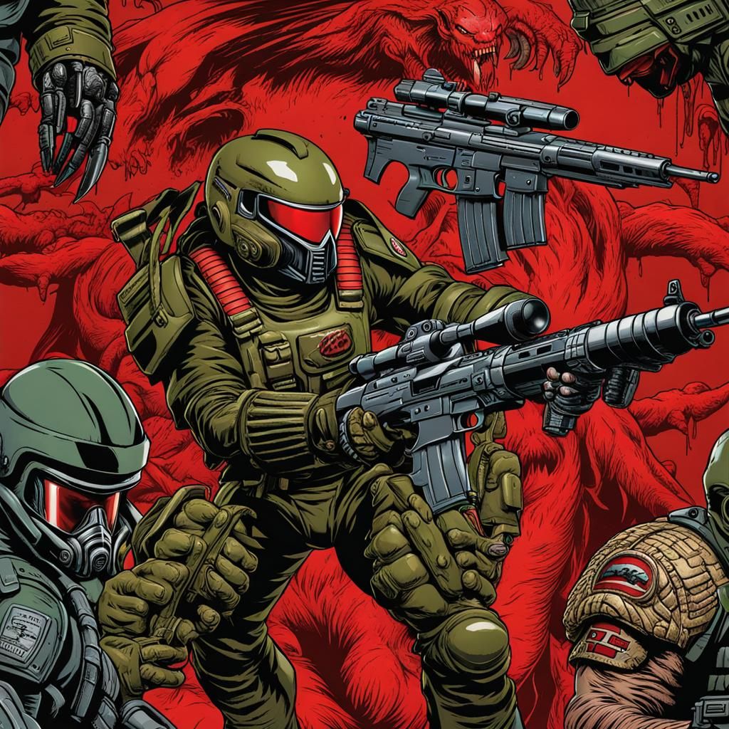Retro Military Airforce: Doom Guy vs Predator