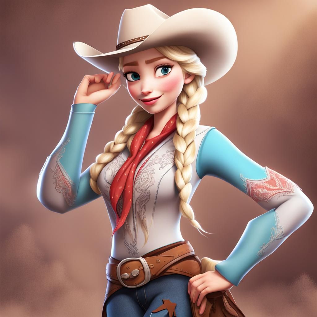Elsa as Cowgirl: An AI Generated Image