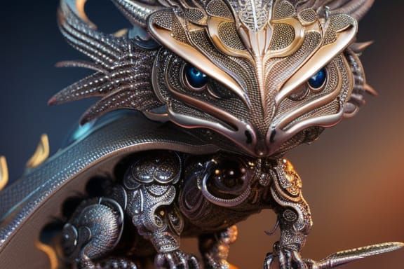 Hyperdetailed Cyborg Dragon Deity in Chrome Filigree