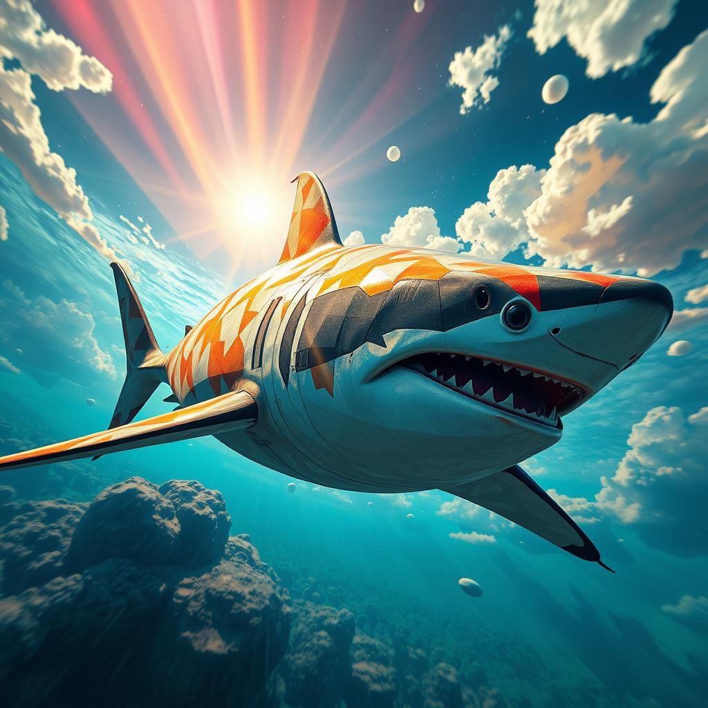 Futuristic Deep Sea Shark Zoo on Mars: Psychedelic Art