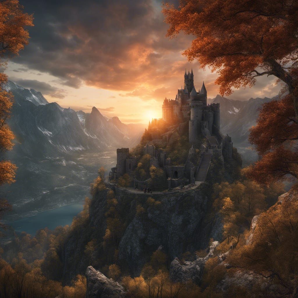 Kaer Morhen Sunset: A Witcher Fortress in Ruins