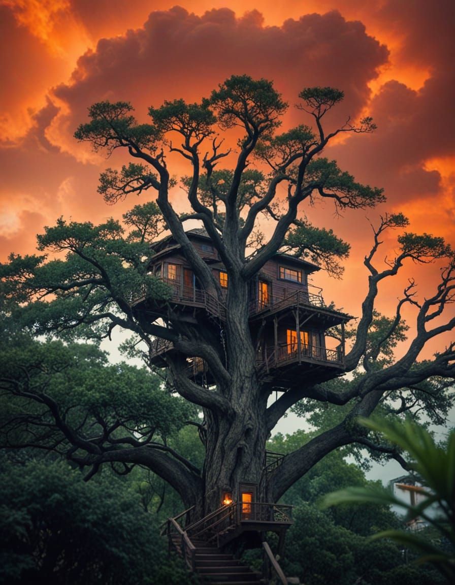 Epic Treetop Megalopolis in Hyper Realistic Photorealistic S...